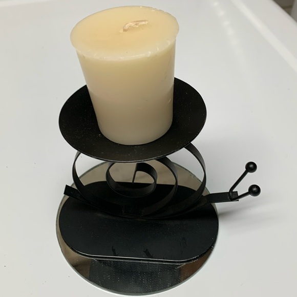 Vintage Metal Snail Candle holder w/ vanilla candle and mirror - Picture 1 of 9